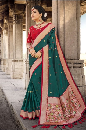 rama dentelle bordure banarasi soie banarasi sari SR22543