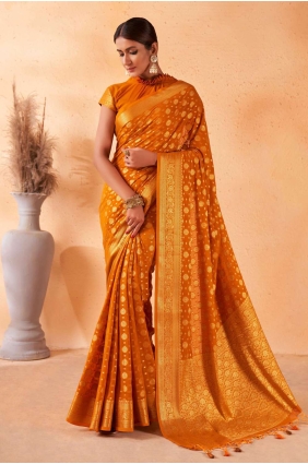 georgette tissage sari jaune avec chemisier SR22789