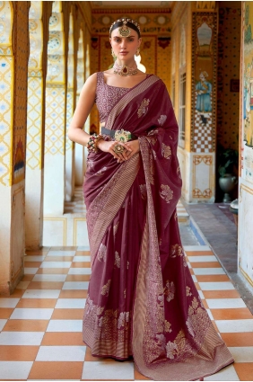 Saris de vin de soie imprimé, tissage SR23485