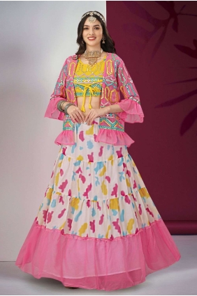 Lehenga choli de mariage en georgette multicolore avec brodé LC7104