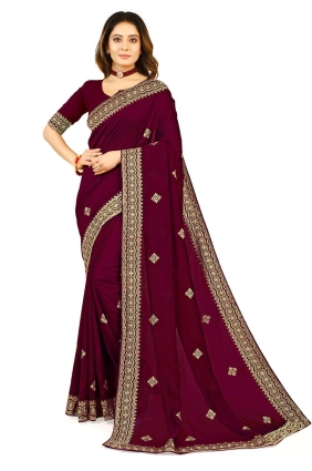 sari de vin en zari, georgette brodée SR24117