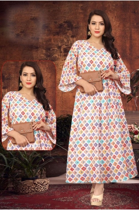 robe de soirée multicolore en mousseline chinon imprimée GW0505