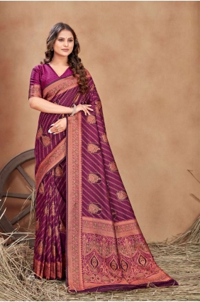 sari en satin multicolore avec tissage SR24509
